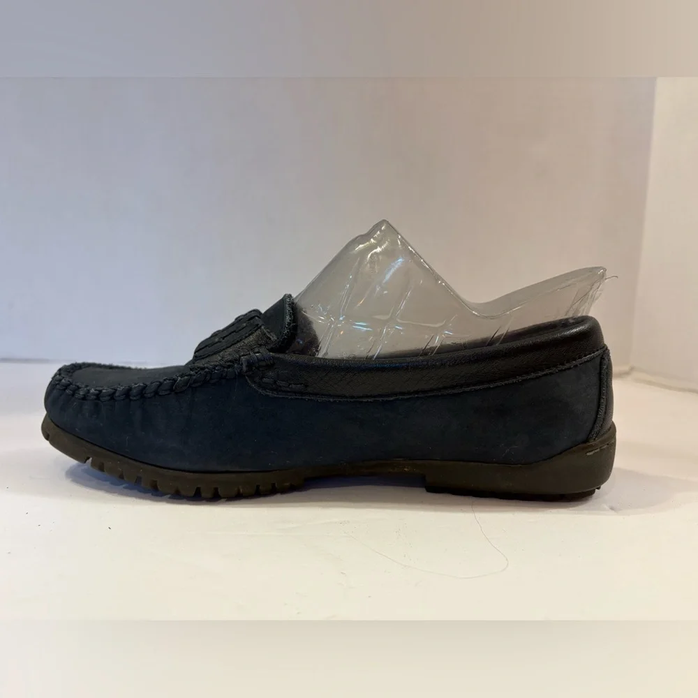 Hush Puppies dark blue leather slide-on loafers shoes size 6.5 M
